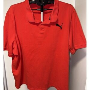 Puma Mens Short Sleeve Red  Big Logo Polo Golf Shirt 3XLarge